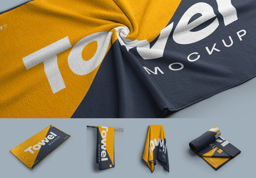 5 Mockups of Big Baths / Beach Towels