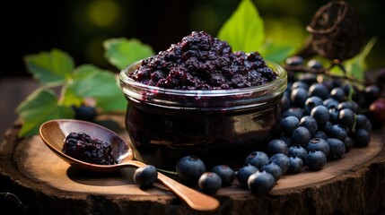 Indulge in the lusciousness of homemade blueberry jam, a delectable treat for breakfast or snack