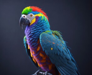 Obraz premium A vibrant parrot perched on a branch, showcasing its colorful feathers