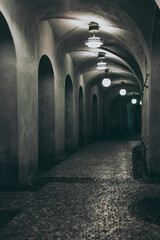 Fototapeta na wymiar empty alley in old town at night