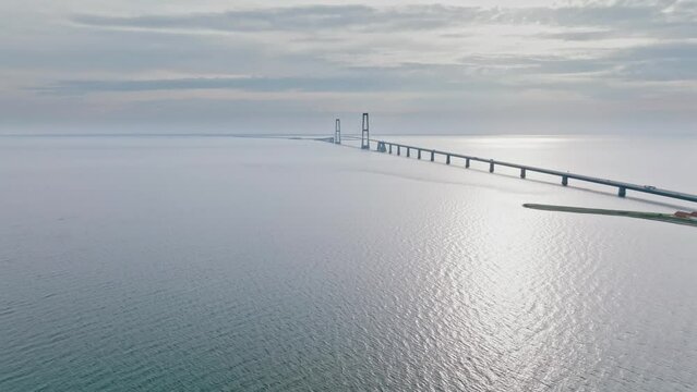 Drone approach to the Öresund Bridge in Denmark
