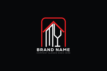 MY letter creative real estate vector logo design . MY creative initials letter logo concept. MY house sheap logo