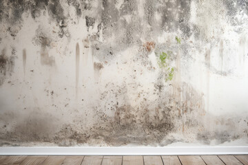 Indoor moisture: Old and wet bathroom wall with visible signs of mold. - obrazy, fototapety, plakaty