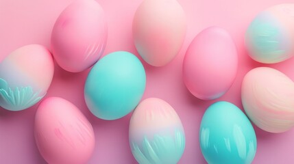 Decorated Easter eggs. Colorful background.