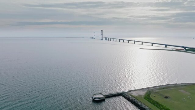 Drone approach to the Öresund Bridge in Denmark