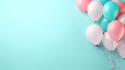 Birthday background with balloons and confetti for birthday card or invitation design