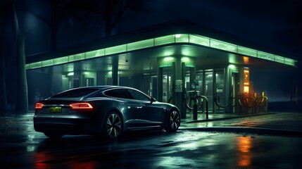 Fototapeta premium Upgrade Your EV Experience: Accessible Charging Stations with Power Cable Support
