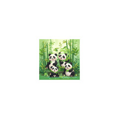 cute panda playing in the bamboo garden