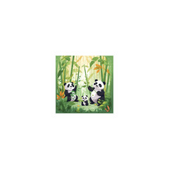 cute panda playing in the bamboo garden
