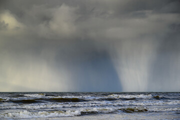 Snow clouds above Baltic sea.