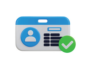 Identity Card Verified icon 3d rendering illustration