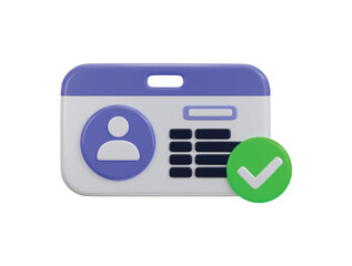Identity Card Verified icon 3d render