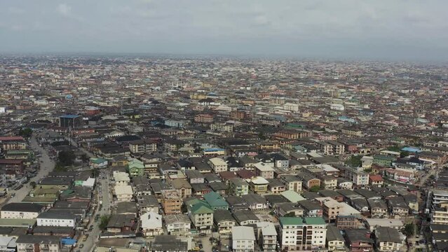 Aerial view of buildings in Yaba, Lagos Nigeria.