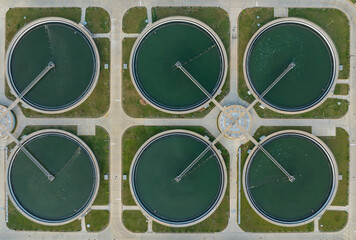 Aerial view of largest sewage treatment plant in Dasherkandi, Dhaka, Bangladesh.