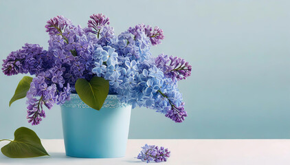 Bukiet wiosennych kwiatów , niebieskie i fioletowe bzy
