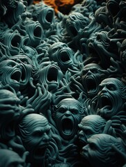 Obraz premium sculpture depicting numerous harrowing screaming faces