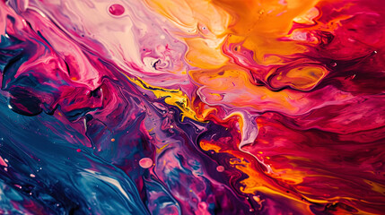 An expressive abstract background, made by oil, in which contrasts and bright colors create a dyna - obrazy, fototapety, plakaty