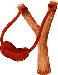 slingshot watercolor illustration hand drawn