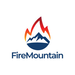 Mountain with Fire Logo Design