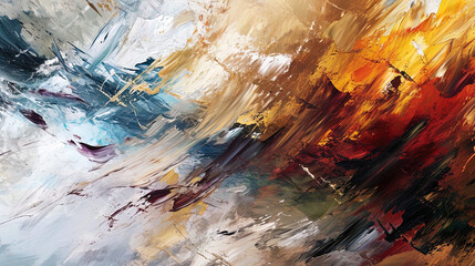 An expressive abstraction in which smears of brushes create a feeling of movement and emotional ex