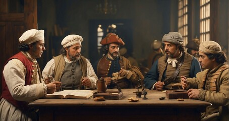 historically accurate scenes but with a pirate  - Generative AI