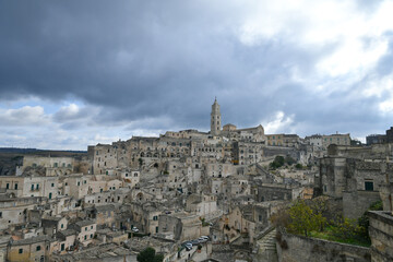 Panoramic view of Matera, an ancient city in Basilicata in Italy.