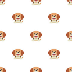 Vector cartoon character beagle dog seamless pattern background for design.