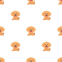 Vector cartoon character golden retriever dog seamless pattern background for design.