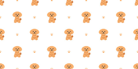 Cartoon character golden retriever dog seamless pattern background for design.