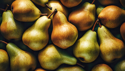 Ripe homegrown organic pear fruit pattern, generative ai illustration