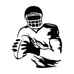 rugby player silhouette. American football vector illustration.