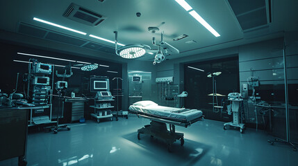 Modern hospital wards with the latest medical equipment, and modern medicine. Futurist.
