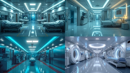 Fototapeta premium Modern hospital wards with the latest medical equipment, and modern medicine. Futurist.