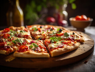 Delicious pizza glistening in natural