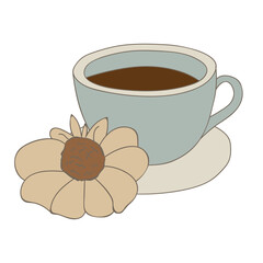 cup of coffee and flowers