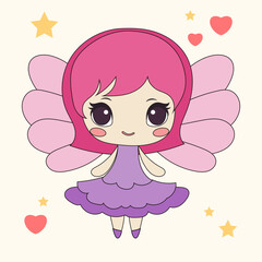 Doodle Small Fairy Tale Princess Girl Kawaii Cute Character Portrait