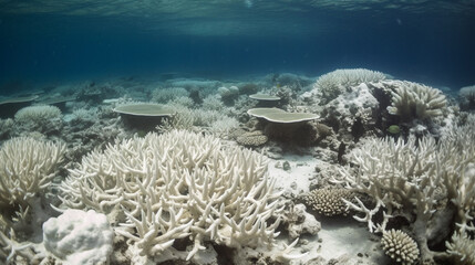 Naklejka na ściany i meble Reef scape during a massive coral bleaching event caused by global warming and el nino