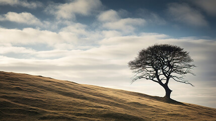 tree on the hill. Generative Ai