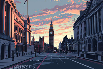 Fototapeta na wymiar London Elegance - Ultradetailed Illustration for Banners, Covers, and More
