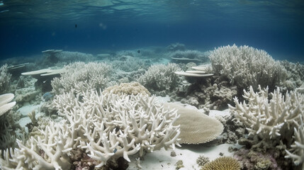 Naklejka na ściany i meble Reef scape during a massive coral bleaching event caused by global warming and el nino