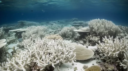 Gardinen Reef scape during a massive coral bleaching event caused by global warming and el nino © aylerein