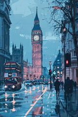 Fototapeta na wymiar London Elegance - Ultradetailed Illustration for Banners, Covers, and More