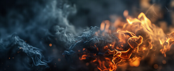 Flames of fire on a darkk background. Shallow depth of field.
