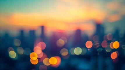 Blur Background city abstract with sunset and beautiful lighting bokeh motion focus in the morning    - obrazy, fototapety, plakaty