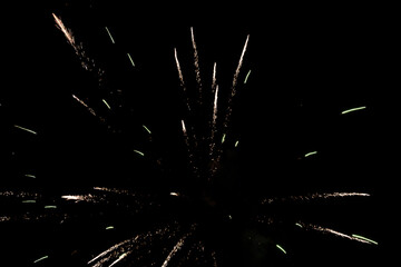 Firework. Colorful festive fireworks, standing out against the black sky. A shot of a bright fireworks explosion. Explosion. Firework. An overlay. new year. christmas, independence day, birthday, holi
