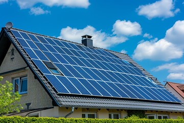 Eco-Friendly Solar Panels on Modern House Roof

