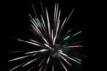 Firework. Colorful festive fireworks, standing out against the black sky. A shot of a bright...