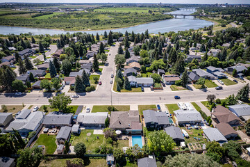 er Heights Neighborhood Aerial View in Saskatoon
