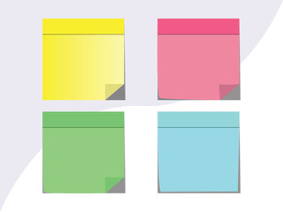 Set of Neon yellow green pink blue Memo sticky notes papers. Reminder To do list planner. High saturation Colors Square with shadow isolated on transparent background Hi resolution.