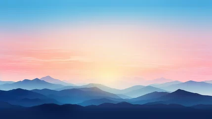 Fotobehang dawn sunrise sky background illustration horizon colors, clouds pink, blue golden dawn sunrise sky background © vectorwin